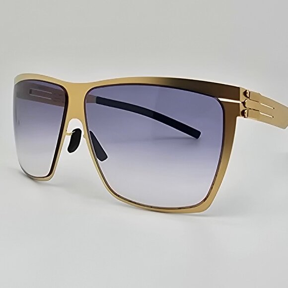 IC! Berlin Dark Energy Gold Frame Light Blue Gradient Lens Sunglasses w/ Case - Picture 3 of 16